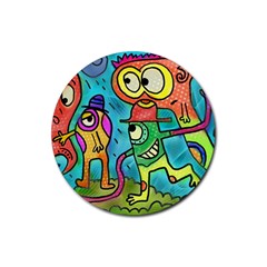 Painting Painted Ink Cartoon Rubber Coaster (round)  by Celenk