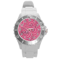 Pattern Doodle Design Drawing Round Plastic Sport Watch (l) by Celenk