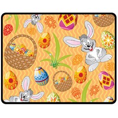 Easter Bunny And Egg Basket Fleece Blanket (medium)  by allthingseveryone