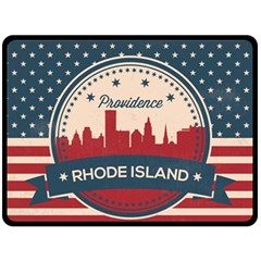 Providence Rhode Island Retro Skyline Fleece Blanket (large)  by Bigfootshirtshop