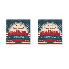 New Orleans Retro Skyline Cufflinks (square) by Bigfootshirtshop