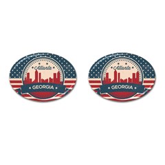 Retro Atlanta Georgia Skyline Cufflinks (oval) by Bigfootshirtshop