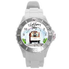 San Francisco Trolley California Bear Round Plastic Sport Watch (l) by Bigfootshirtshop