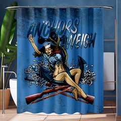 Navy Anchor s Aweigh Pinup Girl Shower Curtain 60  X 72  (medium)  by Bigfootshirtshop