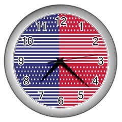 American Flag Patriot Red White Wall Clocks (silver)  by Celenk