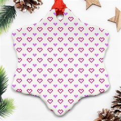 Pixel Hearts Snowflake Ornament (two Sides) by jumpercat