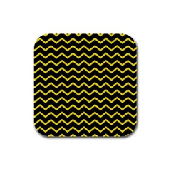 Yellow Chevron Rubber Square Coaster (4 Pack)  by jumpercat