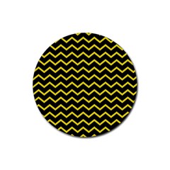 Yellow Chevron Rubber Round Coaster (4 Pack)  by jumpercat