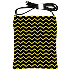 Yellow Chevron Shoulder Sling Bags by jumpercat