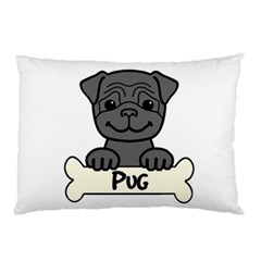 Black Pug With A Bone Pillow Case (two Sides)