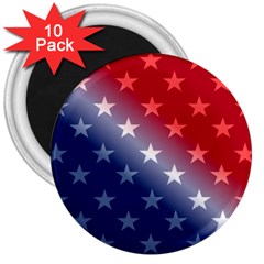 America Patriotic Red White Blue 3  Magnets (10 Pack)  by BangZart