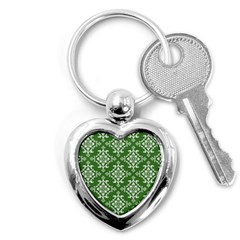 St Patrick S Day Damask Vintage Key Chains (heart)  by BangZart