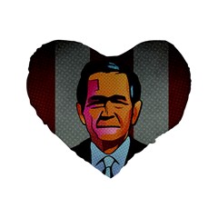 George W Bush Pop Art President Usa Standard 16  Premium Heart Shape Cushions by BangZart