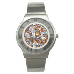 Paisley Pattern Stainless Steel Watch by Celenk