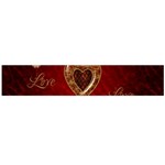 Wonderful Hearts With Floral Elemetns, Gold, Red Flano Scarf (Large)  Back