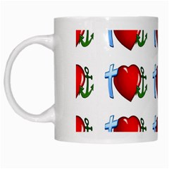 Cross Heart Anchor Love Hope White Mugs by Celenk