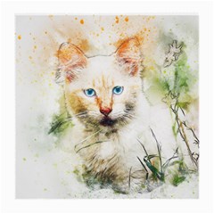 Cat Animal Art Abstract Watercolor Medium Glasses Cloth by Celenk