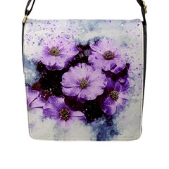 Flowers Purple Nature Art Abstract Flap Messenger Bag (l) 