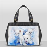 Dog Cats Pet Art Abstract Office Handbags (2 Sides)  Back