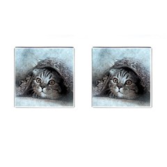 Cat Pet Art Abstract Vintage Cufflinks (square) by Celenk