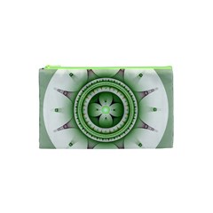 Fractal Mandala Green Purple Cosmetic Bag (xs)