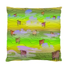 Cows And Clouds In The Green Fields Standard Cushion Case (one Side) by CosmicEsoteric