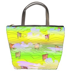 Cows And Clouds In The Green Fields Bucket Bags by CosmicEsoteric