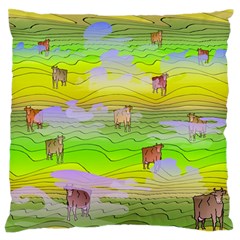 Cows And Clouds In The Green Fields Standard Flano Cushion Case (one Side) by CosmicEsoteric