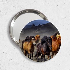 Horses Stampede Nature Running 2 25  Handbag Mirrors by Celenk