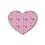 Green Dress Pink Rubber Coaster (Heart)  Front