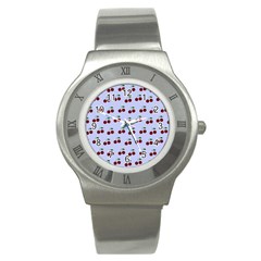 Blue Cherries Stainless Steel Watch by snowwhitegirl