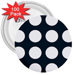 Big Dot Teal Blue 3  Buttons (100 pack)  Front