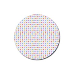 Blue Pink Yellow Eggs On White Rubber Coaster (round)  by snowwhitegirl