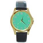 Seafoamy Green Round Gold Metal Watch Front