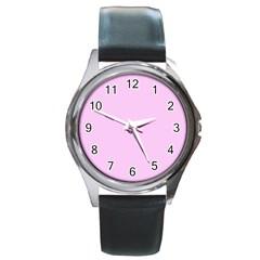 Soft Pink Round Metal Watch by snowwhitegirl