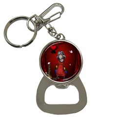 Funny, Cute Parrot With Butterflies Bottle Opener Key Chains by FantasyWorld7