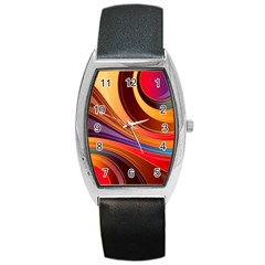 Abstract Colorful Background Wavy Barrel Style Metal Watch by Nexatart