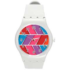 Abstract Background Colorful Round Plastic Sport Watch (m) by Nexatart