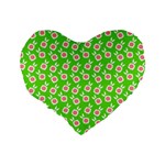 Square Flowers Green Standard 16  Premium Heart Shape Cushions Back