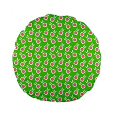 Square Flowers Green Standard 15  Premium Flano Round Cushions by snowwhitegirl