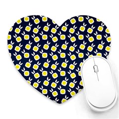 Square Flowers Navy Blue Heart Mousepads by snowwhitegirl