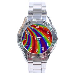 Abstract Pattern Lines Wave Stainless Steel Analogue Watch by Nexatart