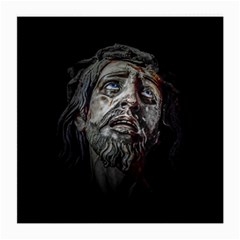 Jesuschrist Face Dark Poster Medium Glasses Cloth by dflcprints