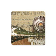 Train Vintage Tracks Travel Old Square Magnet by Nexatart