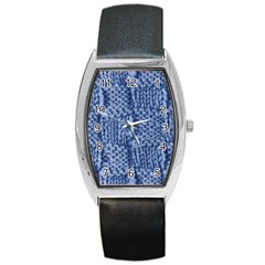 Knitted Wool Square Blue Barrel Style Metal Watch by snowwhitegirl