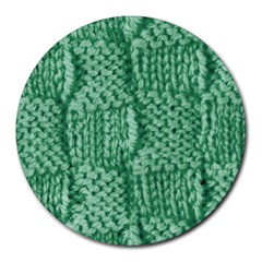 Knitted Wool Square Green Round Mousepads by snowwhitegirl