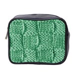 Knitted Wool Square Green Mini Toiletries Bag 2-Side Front