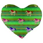 Rainbow Ponies Large 19  Premium Heart Shape Cushions Front