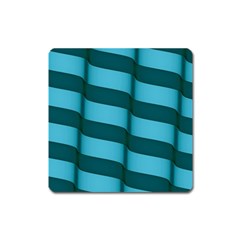 Curtain Stripped Blue Creative Square Magnet by Nexatart