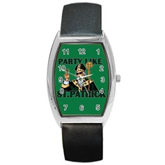  St  Patricks Day  Barrel Style Metal Watch by Valentinaart